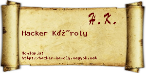 Hacker Károly névjegykártya